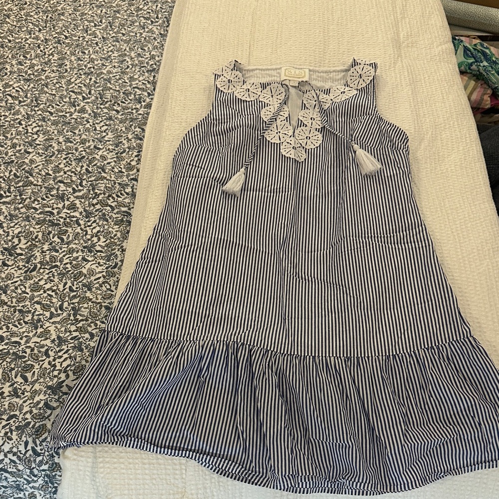 Sail to Sable - Navy and White Striped Dress